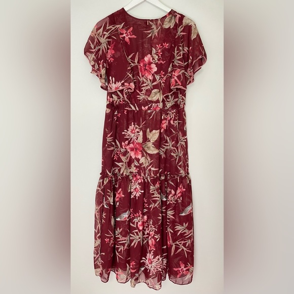 Misa Los Angeles Veronique Floral Short-sleeve Midi Dress Red Floral Size - Picture 7 of 11